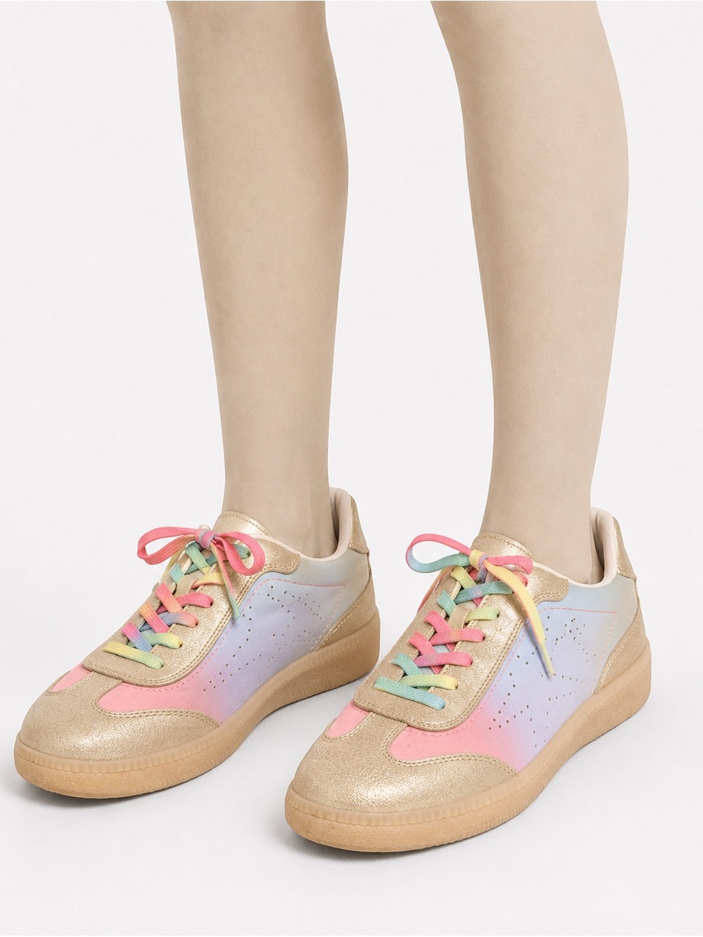 Kids Pastel Gradient Lace-Up Sneakers - Multicolor